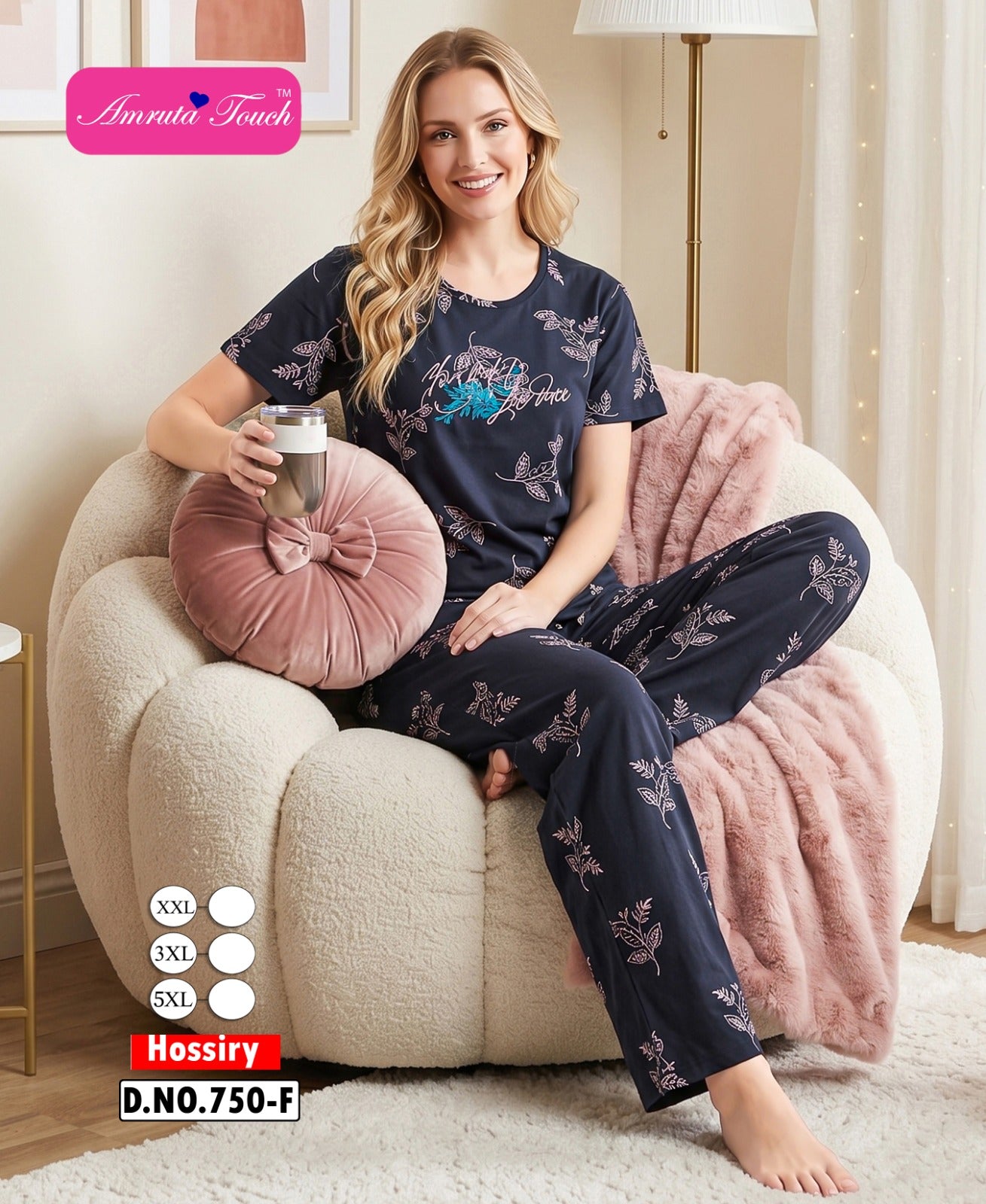 Design 750 Kavyansika Hosiery Pyjama Night Suits Exporter India