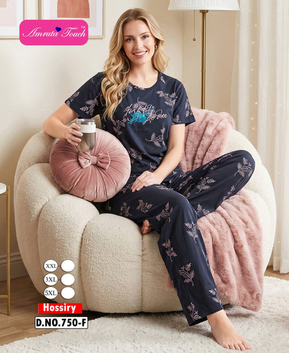 Design 750 Kavyansika Hosiery Pyjama Night Suits Exporter India