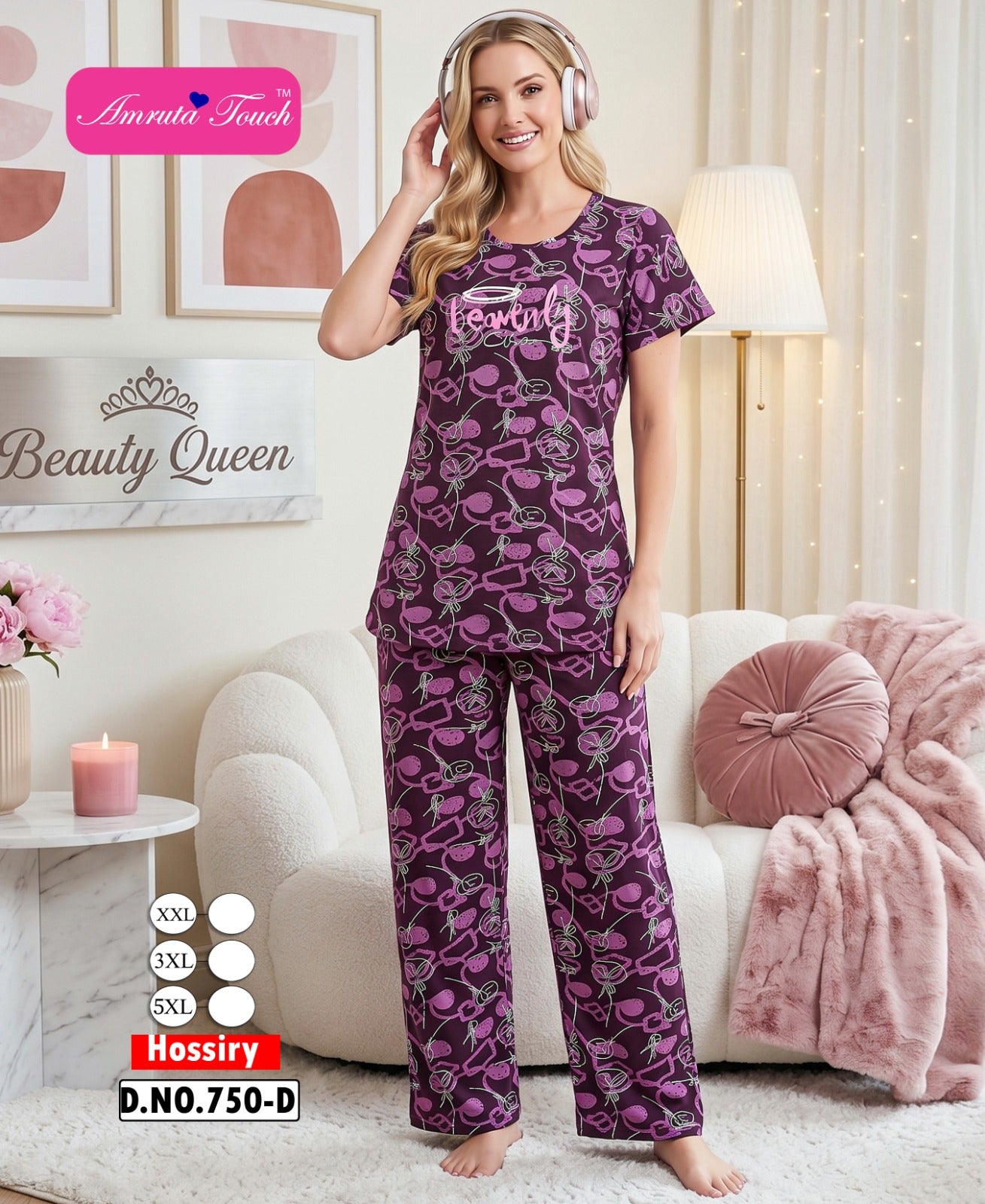 Design 750 Kavyansika Hosiery Pyjama Night Suits Exporter India
