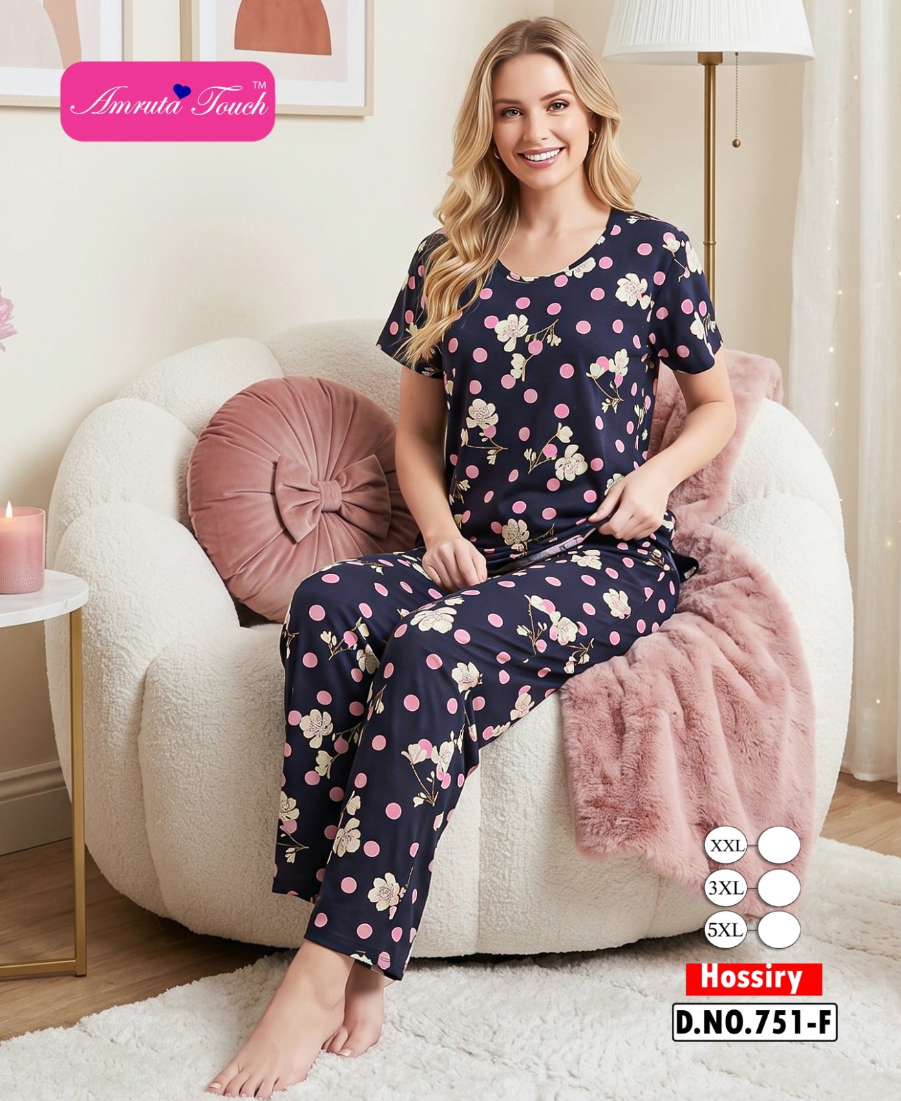 Design 751 Kavyansika Hosiery Pyjama Night Suits Supplier India