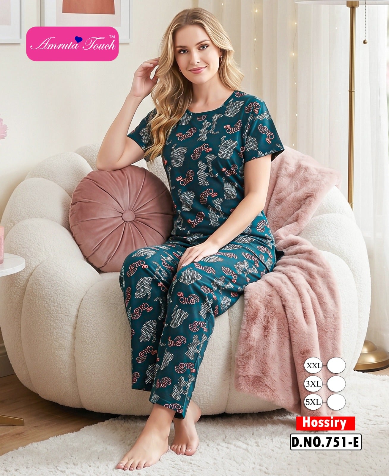 Design 751 Kavyansika Hosiery Pyjama Night Suits Supplier India