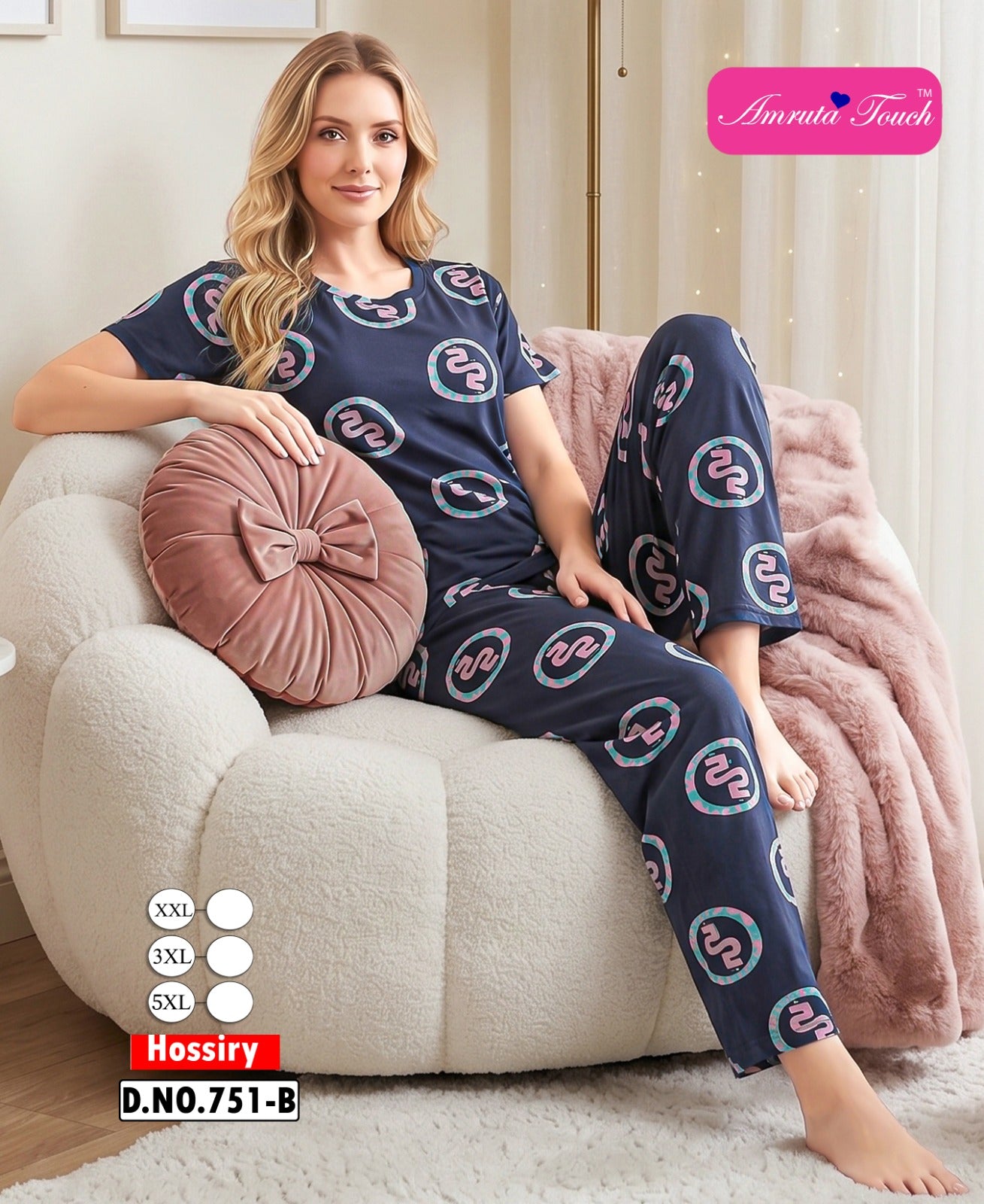 Design 751 Kavyansika Hosiery Pyjama Night Suits Supplier India