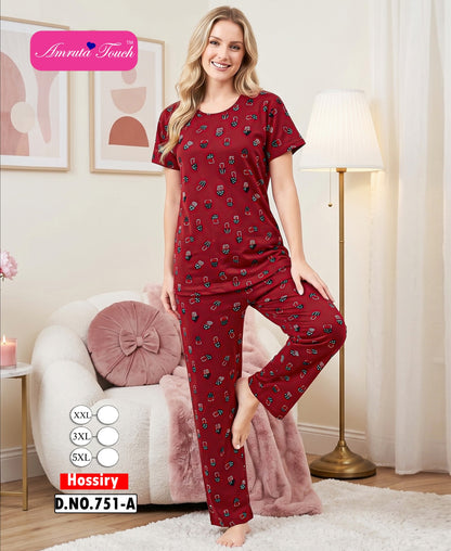 Design 751 Kavyansika Hosiery Pyjama Night Suits Supplier India