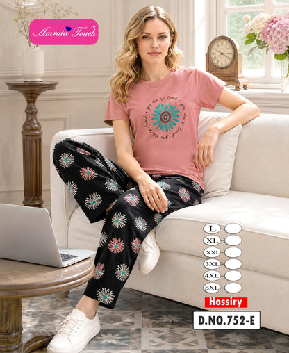 Design 752 Kavyansika Hosiery Cotton Pyjama Night Suits Manufacturer India