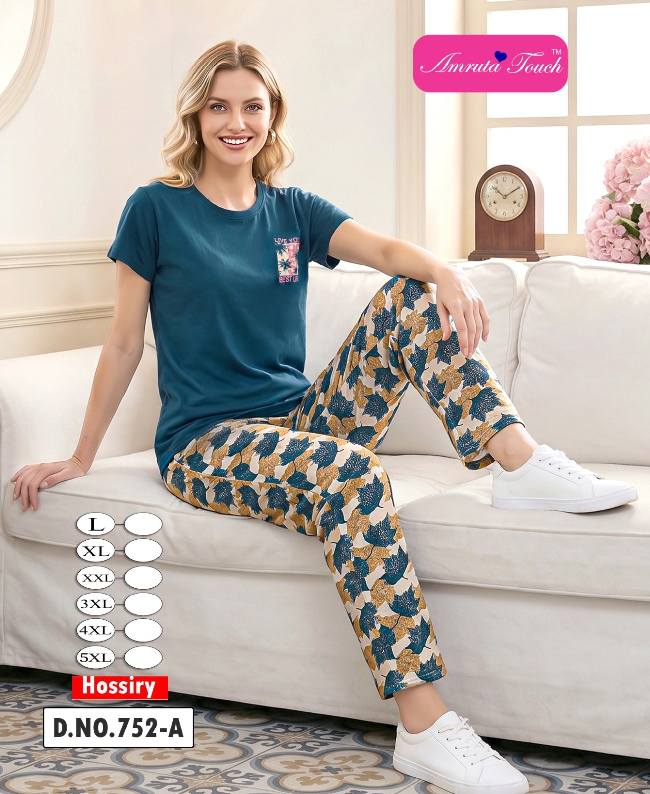 Design 752 Kavyansika Hosiery Cotton Pyjama Night Suits Manufacturer India