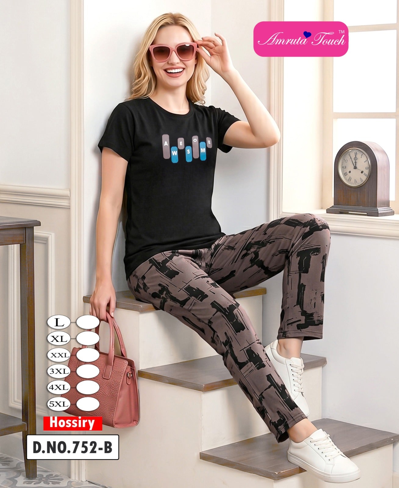 Design 752 Kavyansika Hosiery Cotton Pyjama Night Suits Manufacturer India