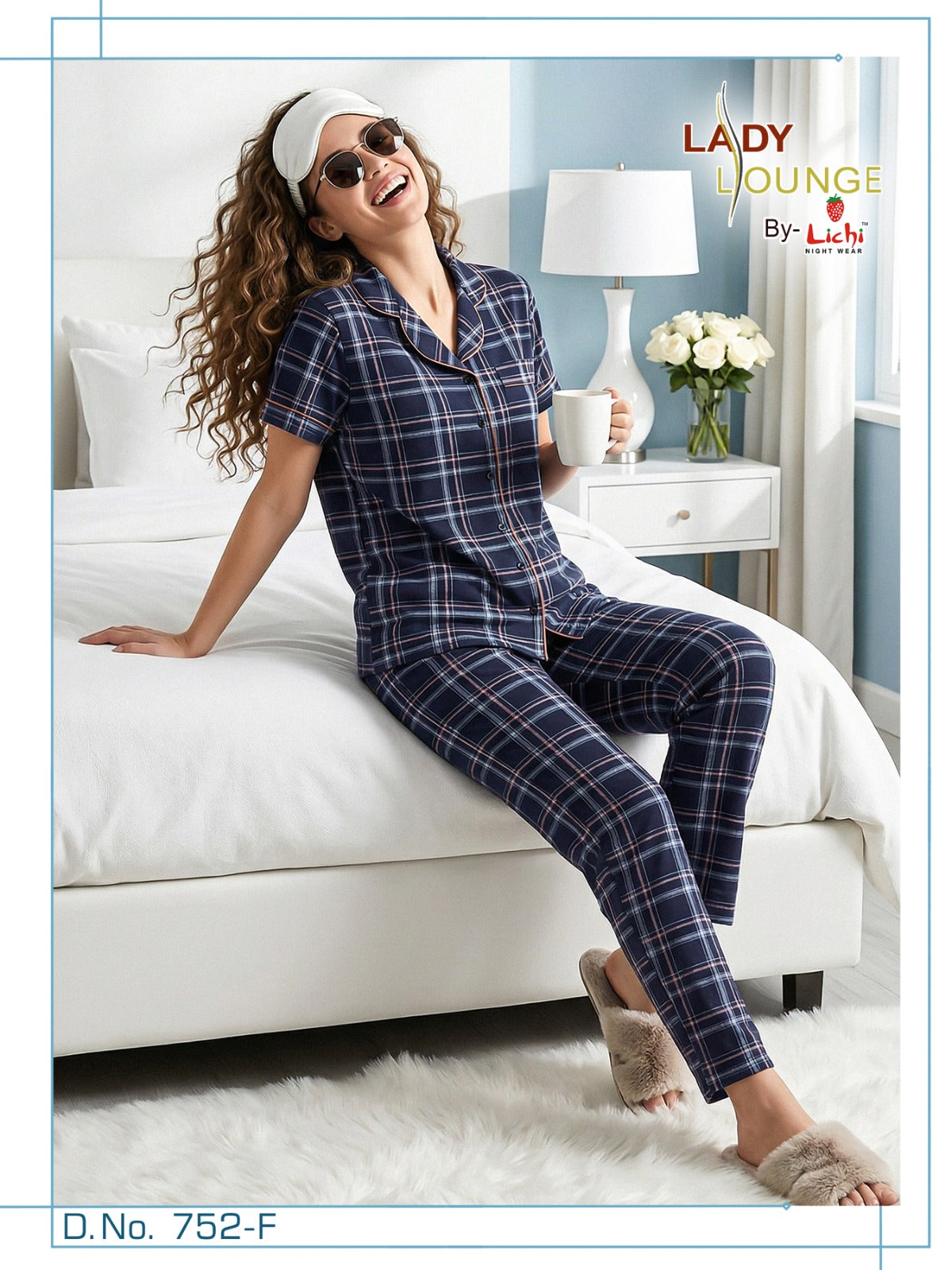 Design 752 Lichi Hosiery Collar Night Suits Manufacturer