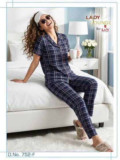 Design 752 Lichi Hosiery Collar Night Suits Manufacturer
