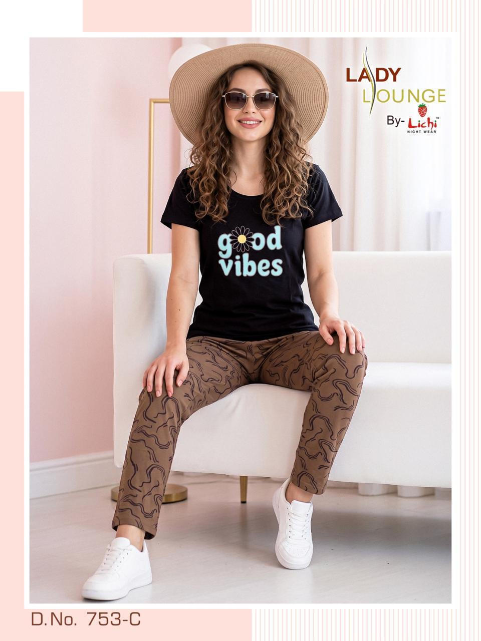 Design 753 Lichi Hosiery Cotton Pyjama Night Suits Wholesale Rate