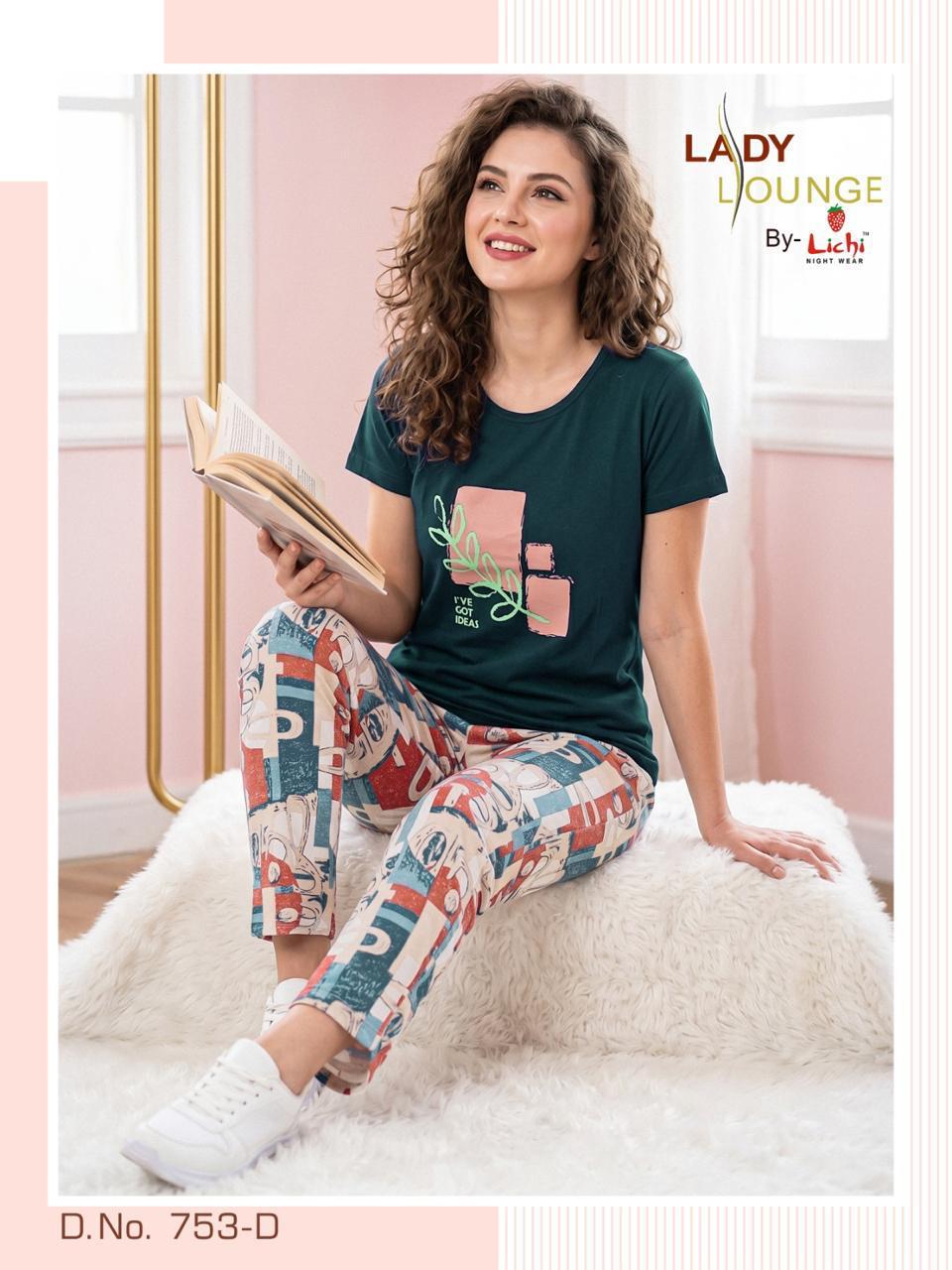 Design 753 Lichi Hosiery Cotton Pyjama Night Suits Wholesale Rate