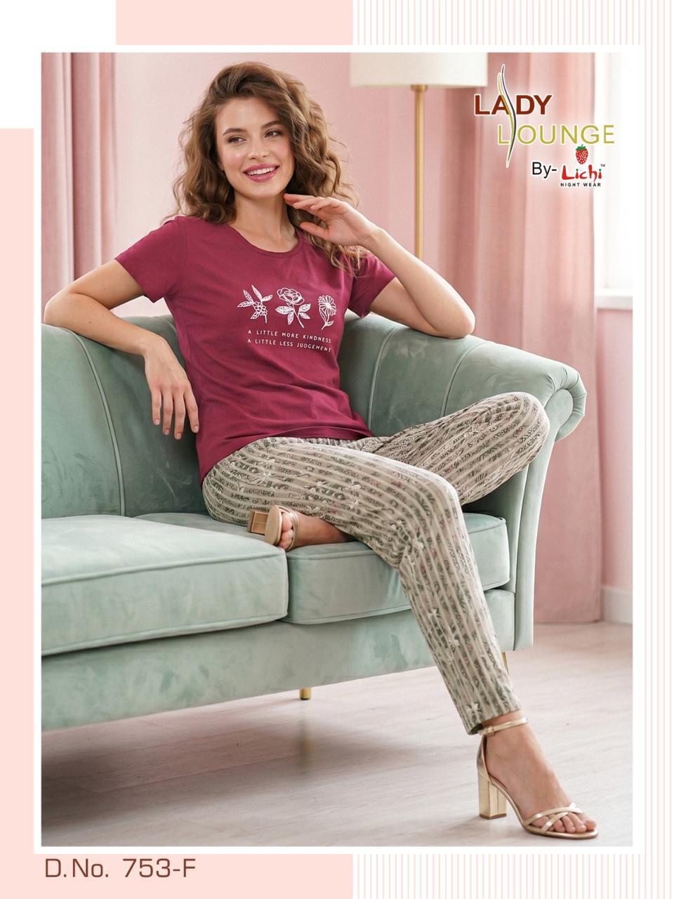 Design 753 Lichi Hosiery Cotton Pyjama Night Suits Wholesale Rate