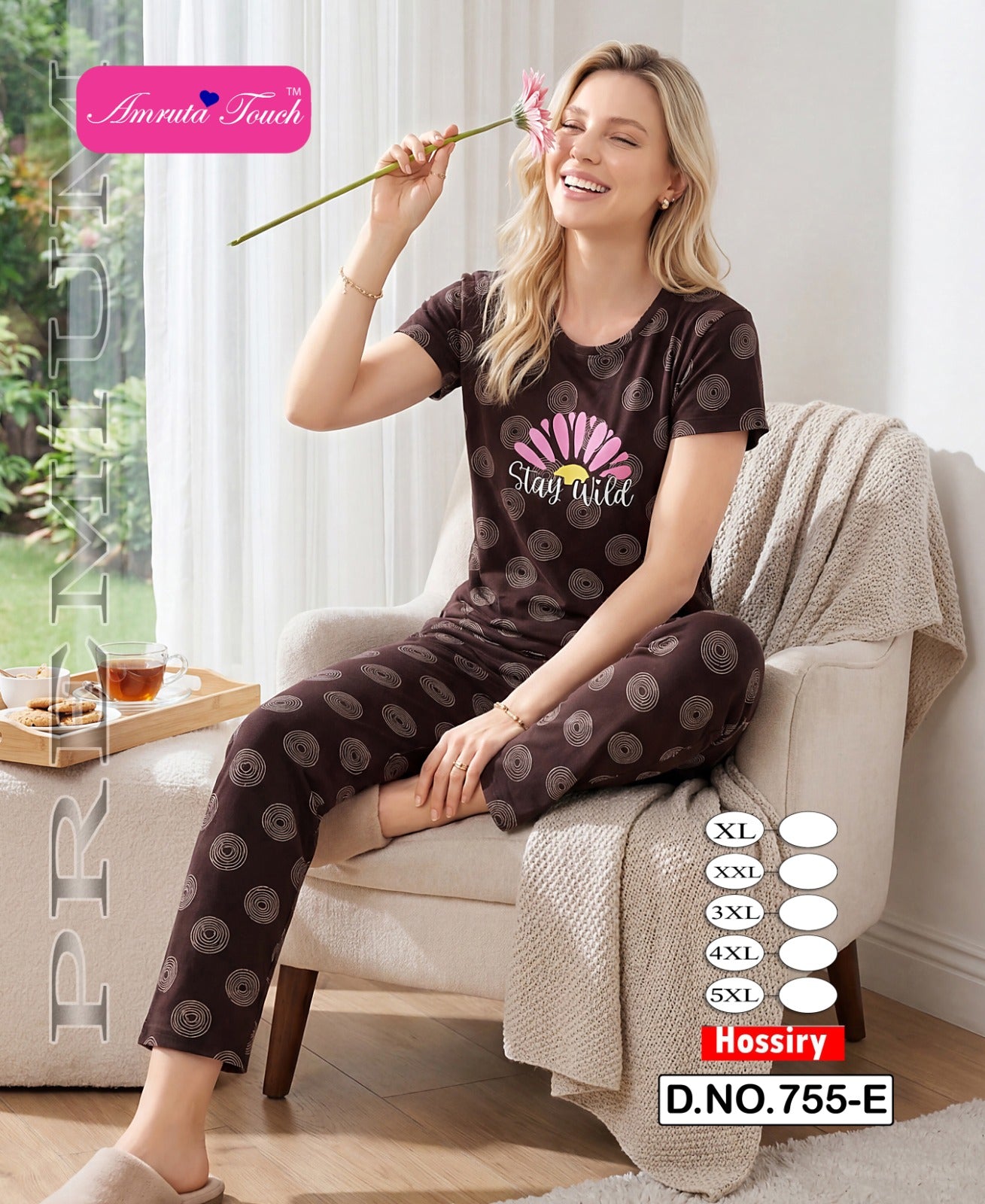 Design 755 Kavyansika Hosiery Cotton Pyjama Night Suits Supplier Ahmedabad