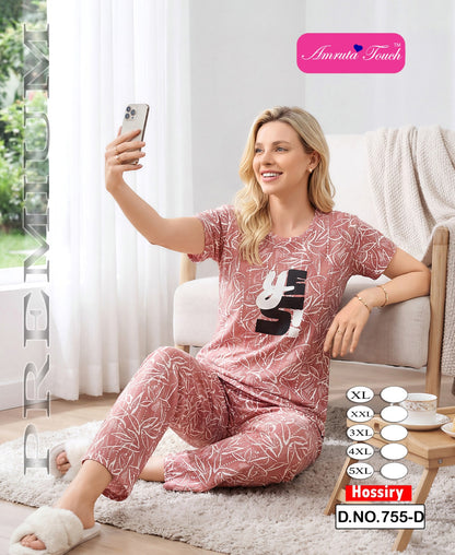 Design 755 Kavyansika Hosiery Cotton Pyjama Night Suits Supplier Ahmedabad