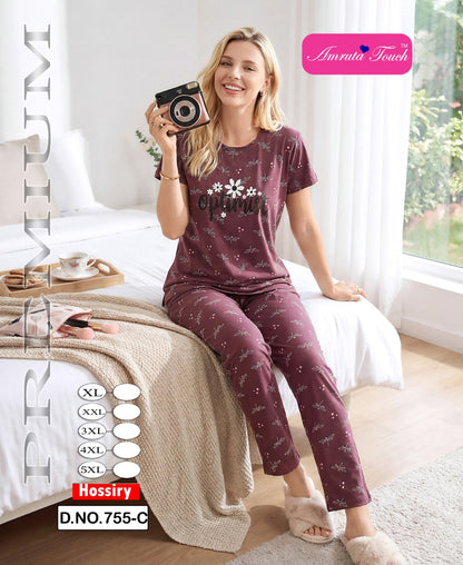Design 755 Kavyansika Hosiery Cotton Pyjama Night Suits Supplier Ahmedabad