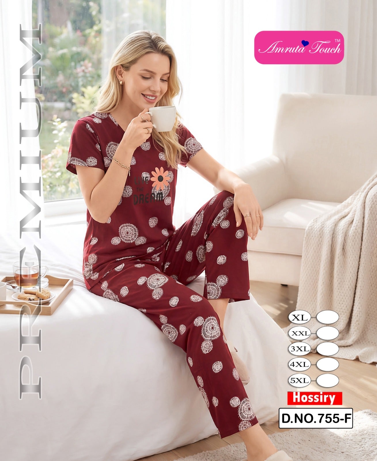 Design 755 Kavyansika Hosiery Cotton Pyjama Night Suits Supplier Ahmedabad