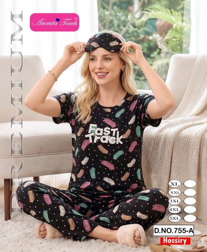 Design 755 Kavyansika Hosiery Cotton Pyjama Night Suits Supplier Ahmedabad