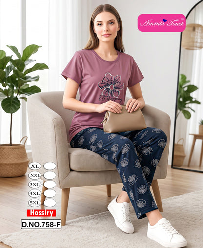 Design 758 Kavyansika Hosiery Cotton Pyjama Night Suits Manufacturer Gujarat