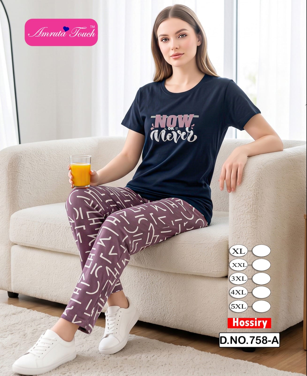 Design 758 Kavyansika Hosiery Cotton Pyjama Night Suits Manufacturer Gujarat