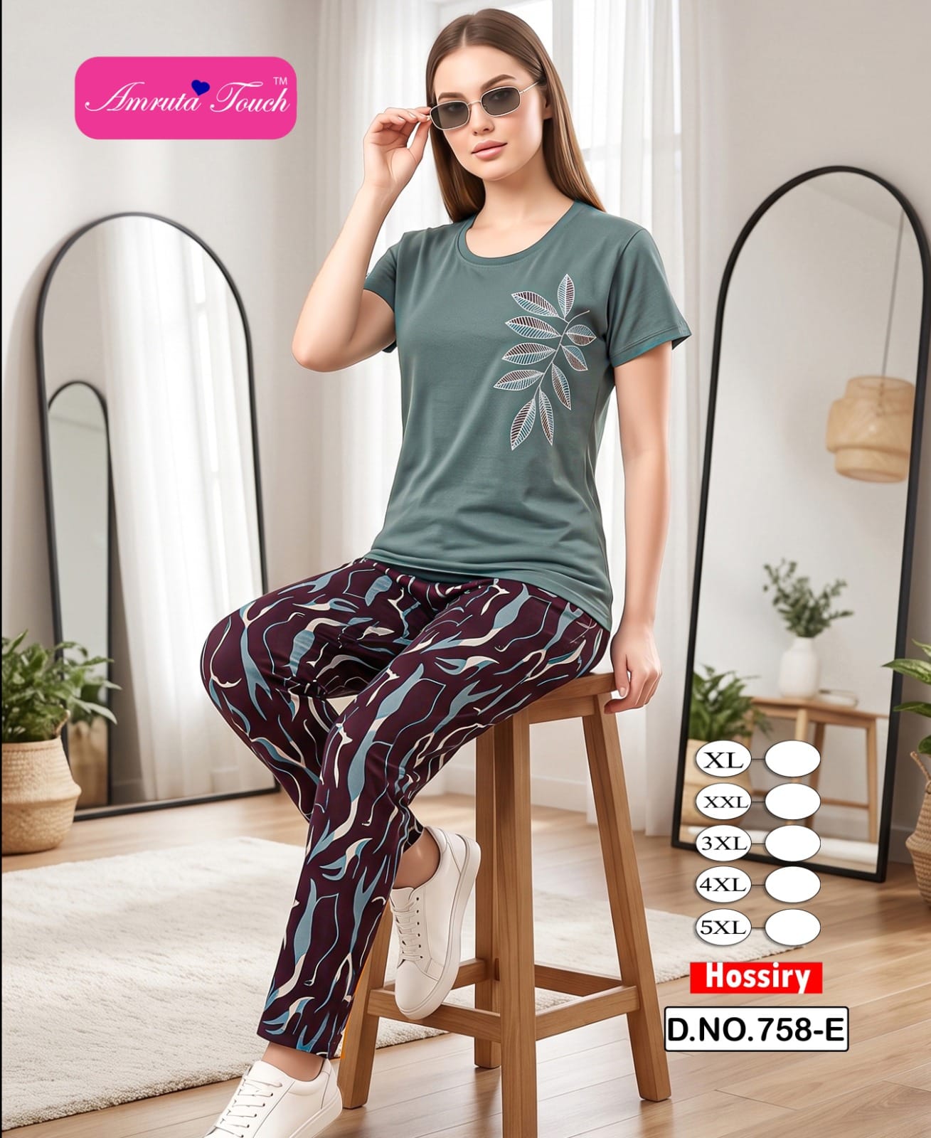 Design 758 Kavyansika Hosiery Cotton Pyjama Night Suits Manufacturer Gujarat
