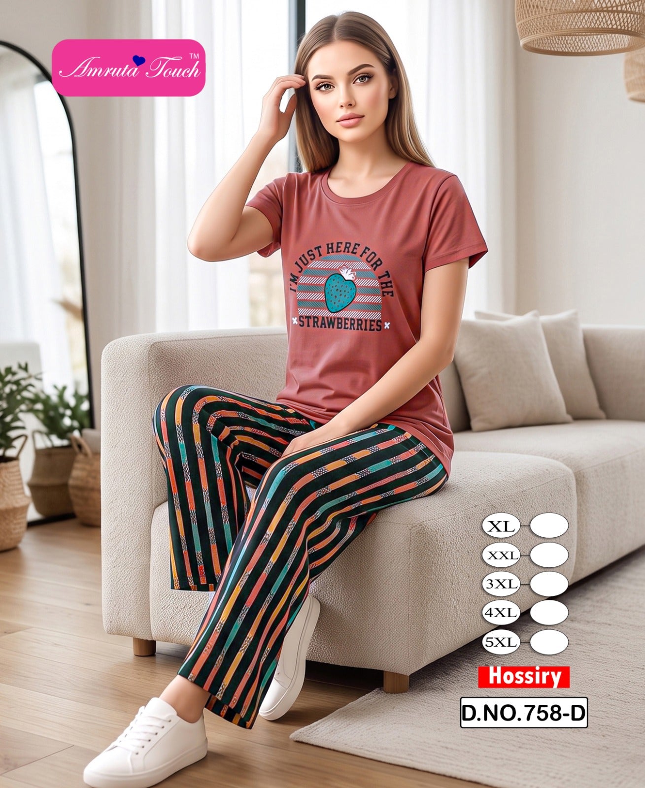 Design 758 Kavyansika Hosiery Cotton Pyjama Night Suits Manufacturer Gujarat