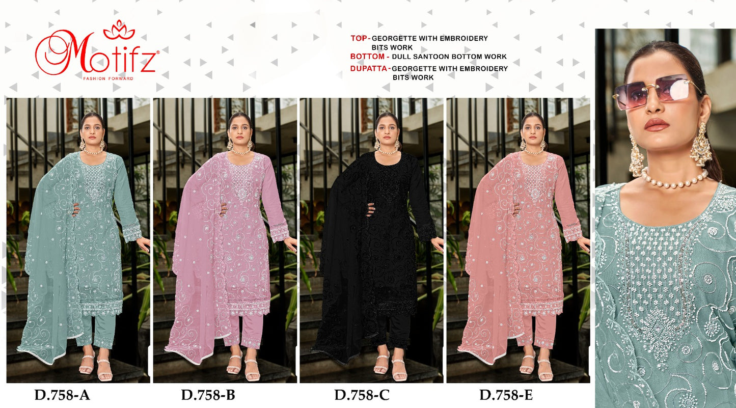 Design 758 Motifz Georgette Pakistani Salwar Suits Manufacturer