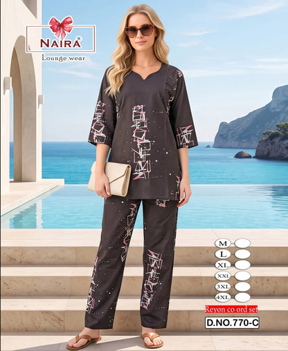 Design 770 Plus Size Kavyansika Rayon 22Kg Co Ord Set Supplier Ahmedabad