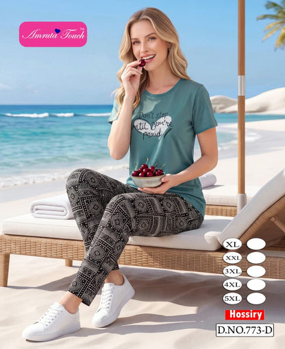 Design 773 Kavyansika Hosiery Cotton Pyjama Night Suits Manufacturer Ahmedabad