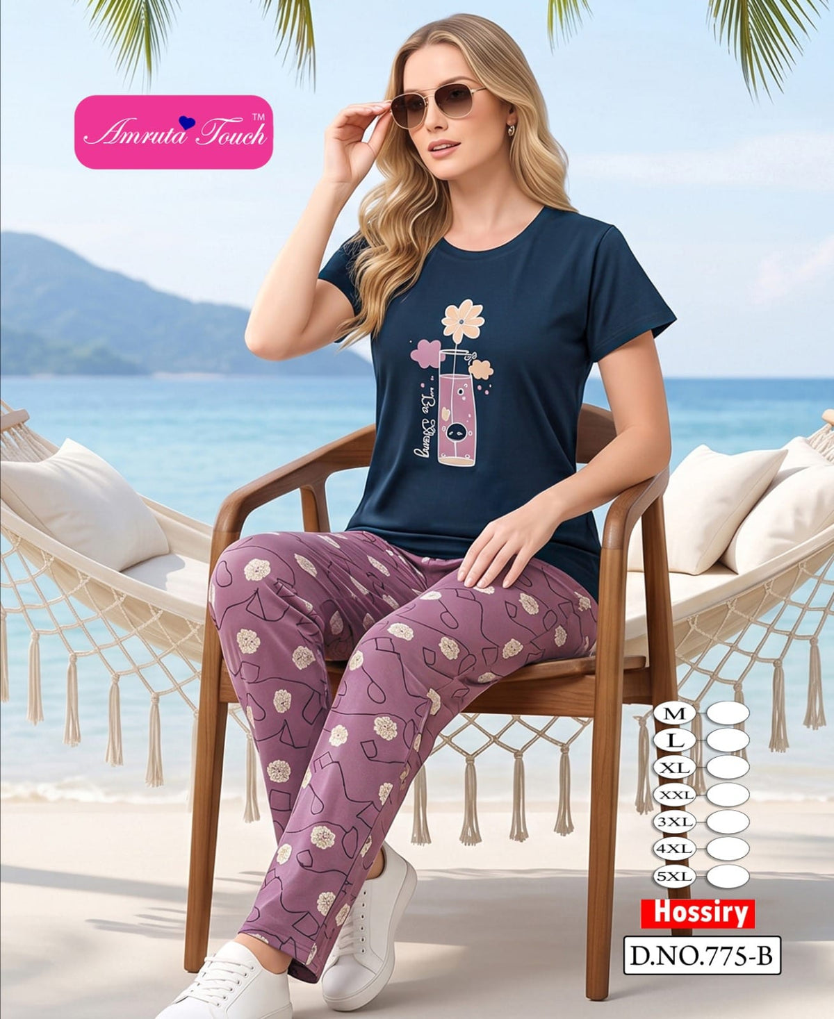 Design 775 Kavyansika Hosiery Cotton Pyjama Night Suits Supplier India