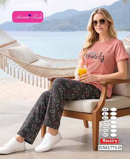 Design 775 Kavyansika Hosiery Cotton Pyjama Night Suits Supplier India
