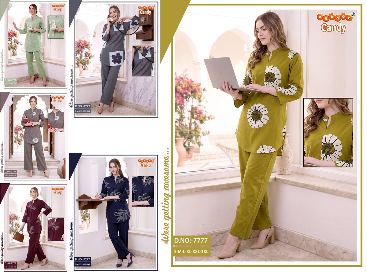 Design 7777 Orange Candy Co Ord Set Wholesaler India