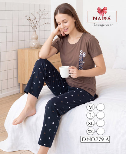 Design 779 Naira Kavyansika Hosiery Cotton Pyjama Night Suits Manufacturer India