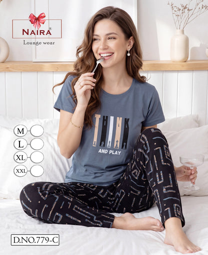 Design 779 Naira Kavyansika Hosiery Cotton Pyjama Night Suits Manufacturer India