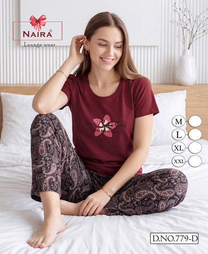 Design 779 Naira Kavyansika Hosiery Cotton Pyjama Night Suits Manufacturer India