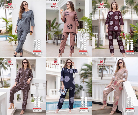 Design 784 Kavyansika Reyon Pyjama Night Suits Exporter Ahmedabad