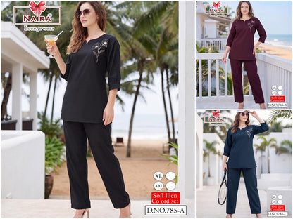 Design 785 Kavyansika Lilen Pyjama Night Suits Wholesaler Ahmedabad