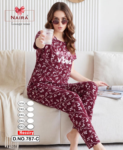 Design 787 Kavyansika Hosiery Pyjama Night Suits Supplier Ahmedabad