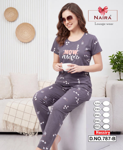 Design 787 Kavyansika Hosiery Pyjama Night Suits Supplier Ahmedabad