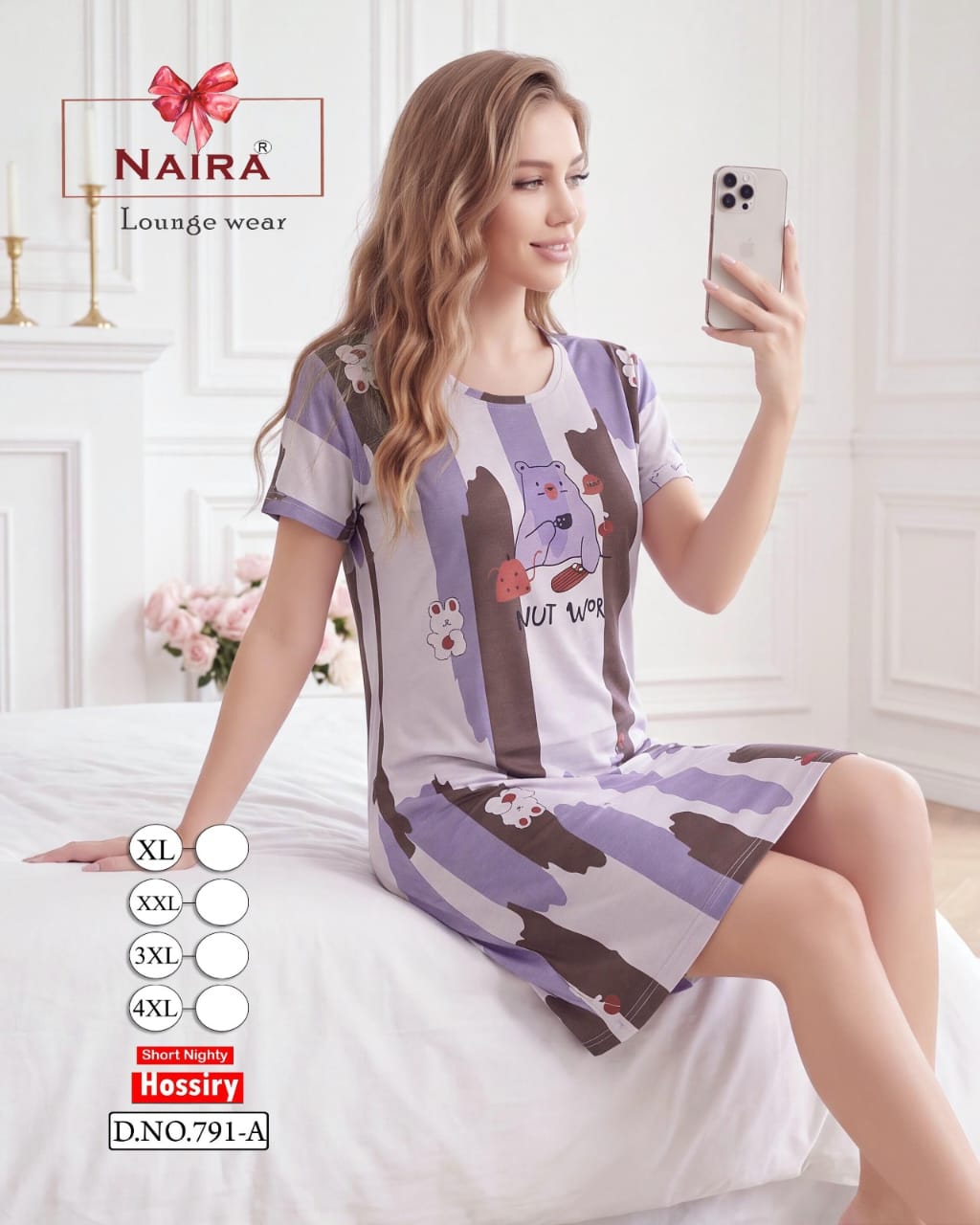 Design 791 Kavyansika Hosiery Short Night Gown Wholesale Rate