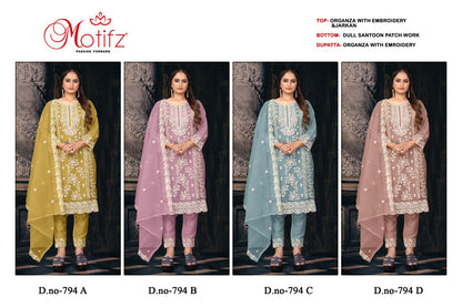 Design 794 Motifz Organza Pakistani Salwar Suits Exporter India