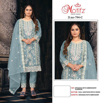 Design 794 Motifz Organza Pakistani Salwar Suits Exporter India