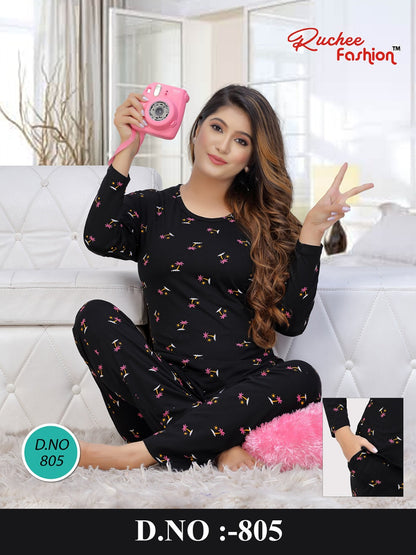 Design 801-806 Ruchee Fashion Hosiery Full Sleeve Night Suits Wholesale Price