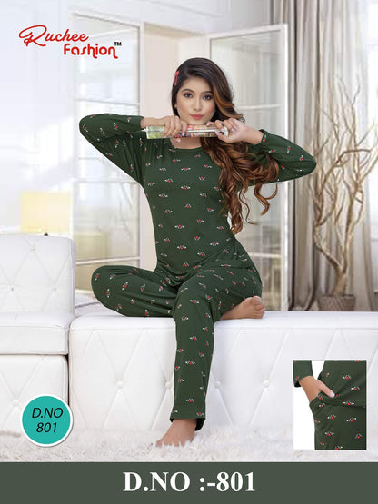 Design 801-806 Ruchee Fashion Hosiery Full Sleeve Night Suits Wholesale Price