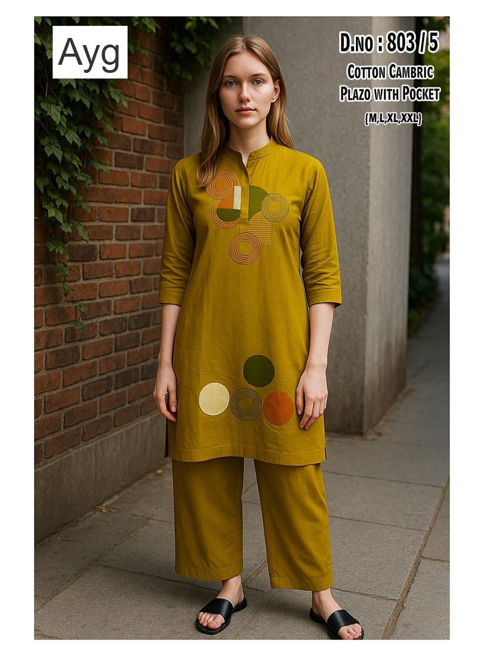 Design 803 Ayg Cotton Cambric Kurti Plazzo Set Manufacturer Gujarat