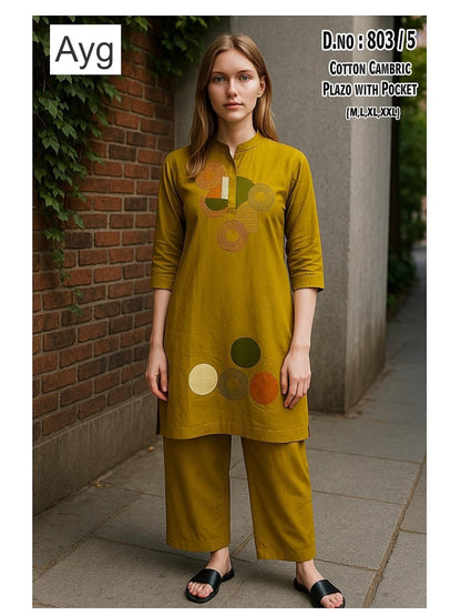 Design 803 Ayg Cotton Cambric Kurti Plazzo Set Manufacturer Gujarat