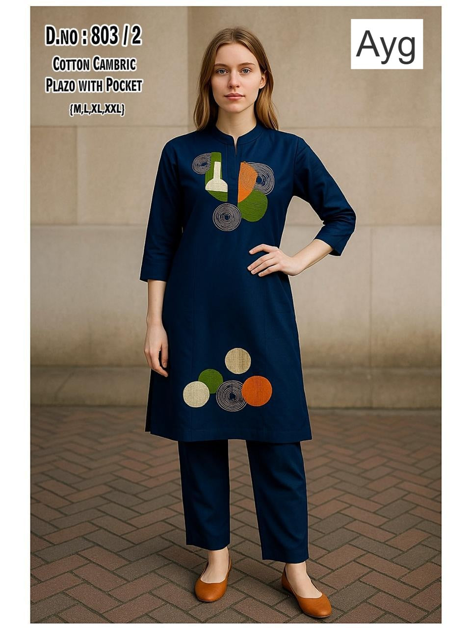Design 803 Ayg Cotton Cambric Kurti Plazzo Set Manufacturer Gujarat