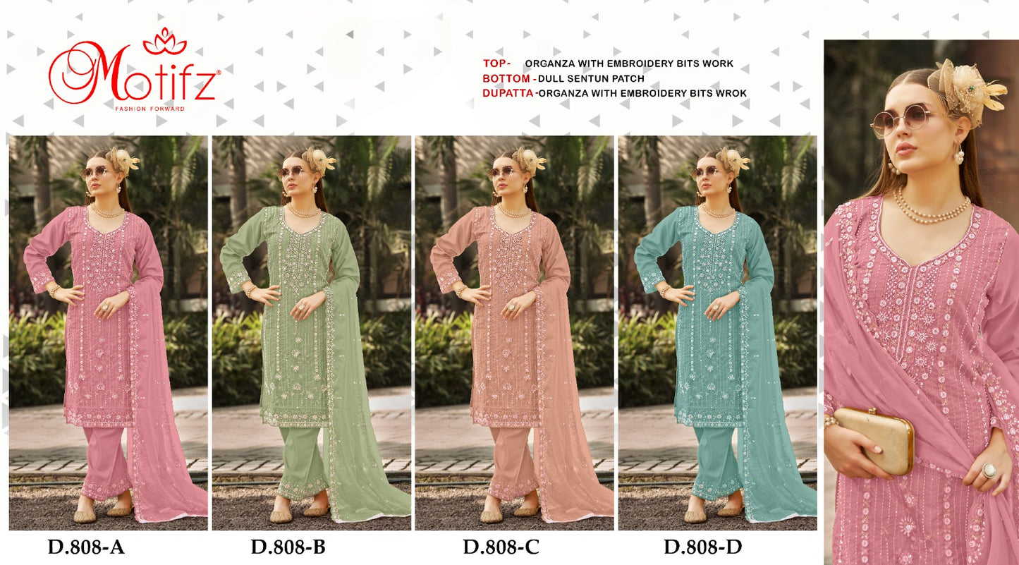 Design 808 Motifz Organza Pakistani Salwar Suits Wholesaler India