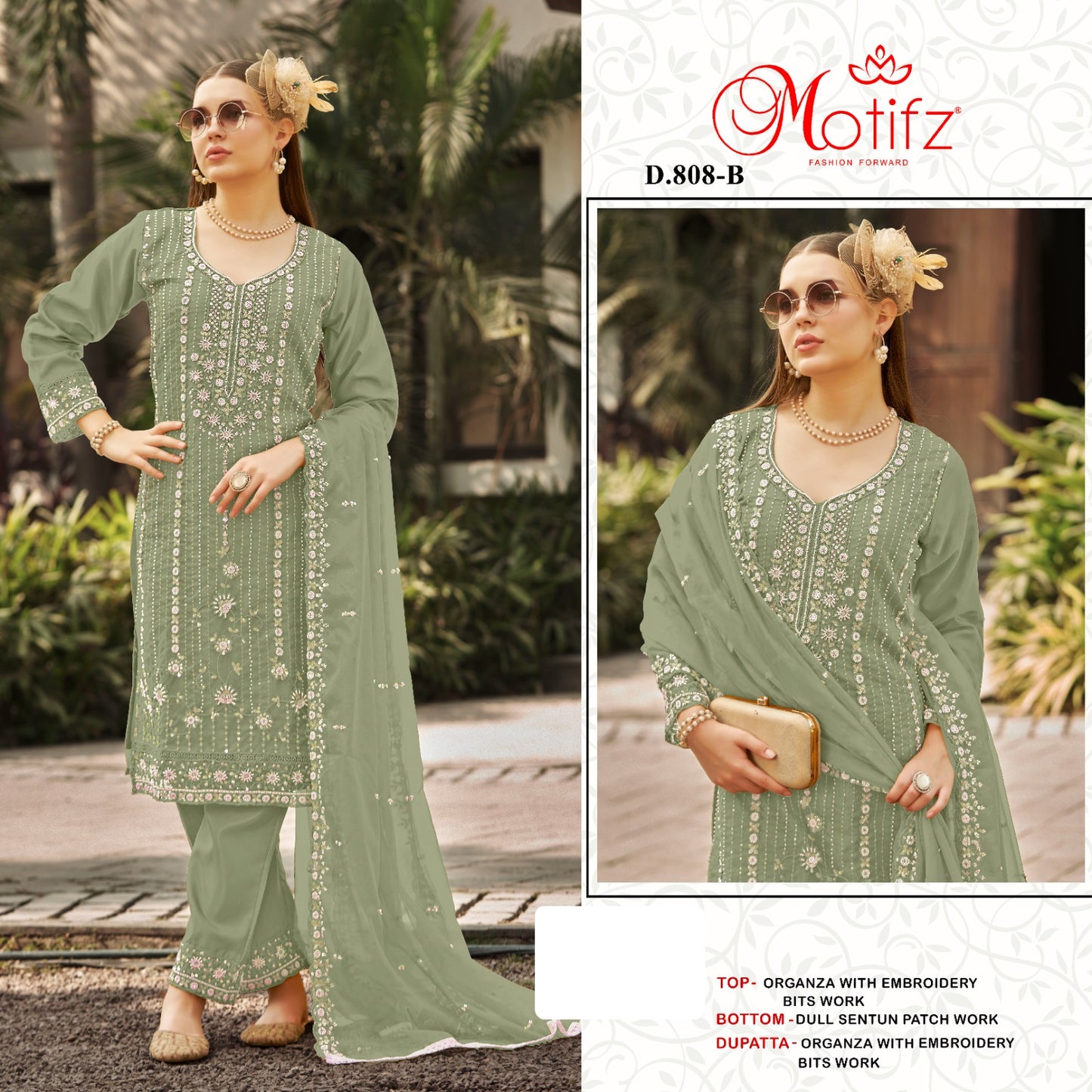 Design 808 Motifz Organza Pakistani Salwar Suits Wholesaler India