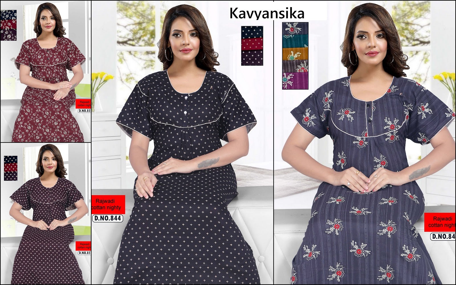 Design 844-860 Kavyansika Rajwadi Night Gowns Supplier Ahmedabad