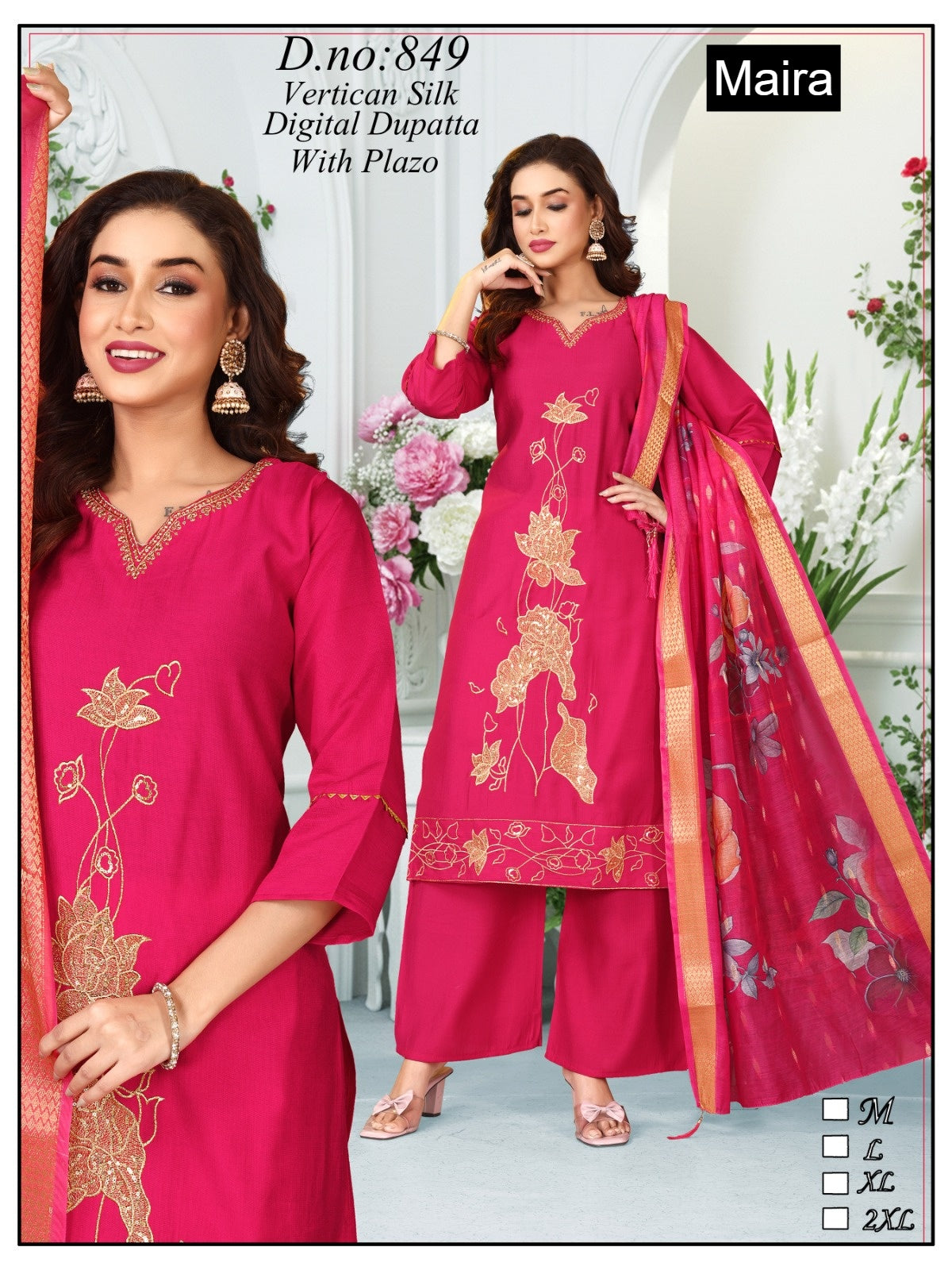 Design 849-857 Maira Vertican Readymade Plazzo Style Suits Manufacturer Ahmedabad