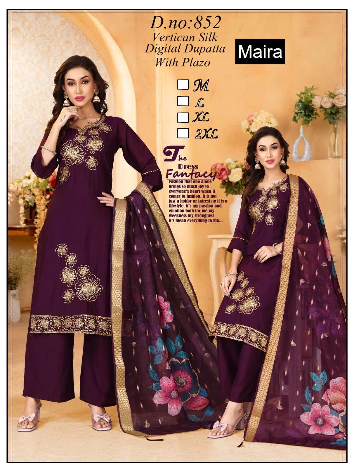 Design 849-857 Maira Vertican Readymade Plazzo Style Suits Manufacturer Ahmedabad